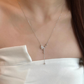 Pear Cut Lab Grown Diamond Y Drop Lariat Bridal Necklace