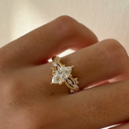 2 CT Marquise Lab Grown Diamond Engagement Ring with Leaf & Vine Diamond Band
