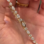 Round & Pear Cut Lab Grown Diamond Tennis Bracelet | Alternating Diamond 14K Gold Bracelet