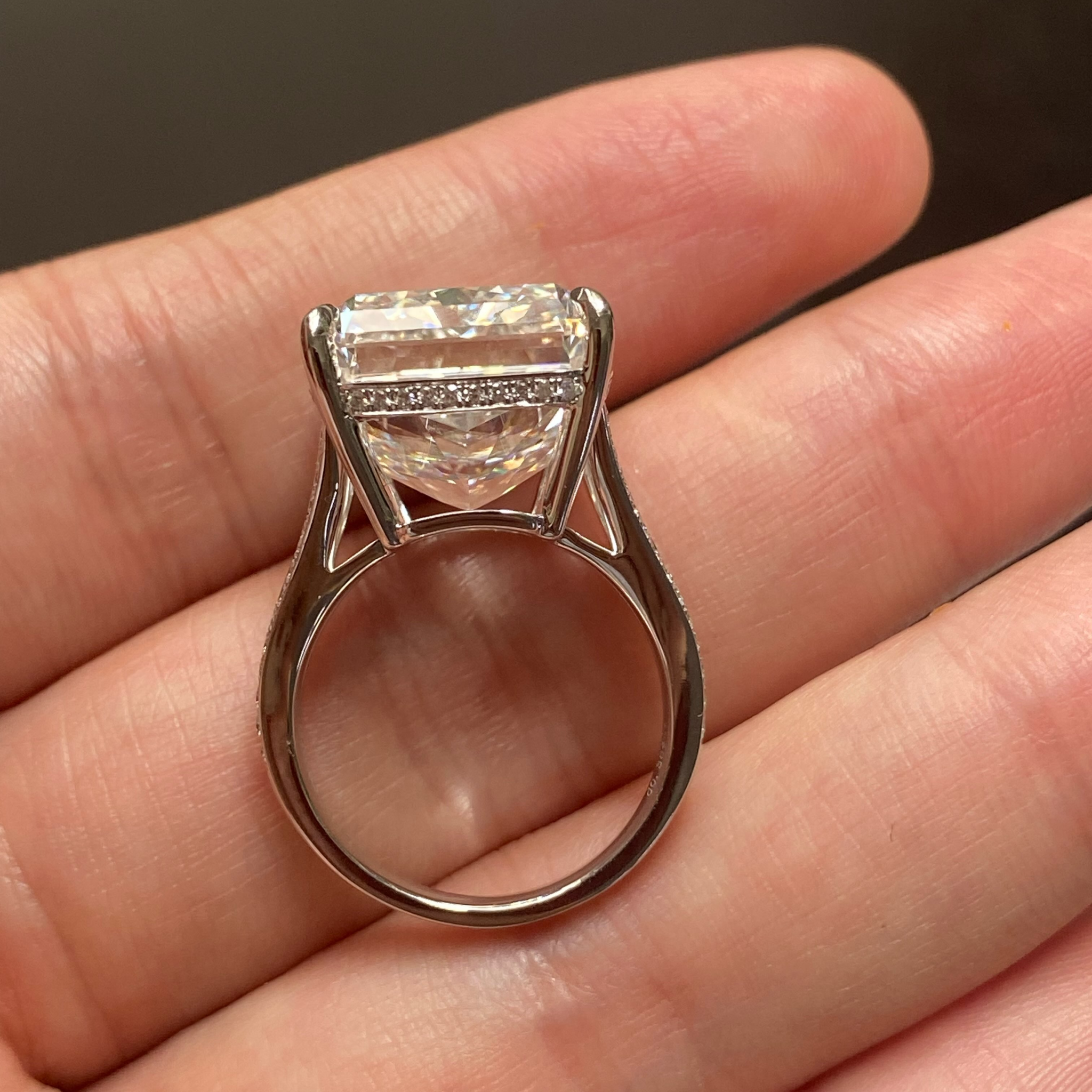 20 CT Radiant Cut Lab Grown Diamond Ring | Hidden Halo Split Shank Solitaire Engagement Ring | 14K Gold