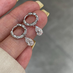 Pear Drop Lab Grown Diamond Hoop Earrings | Diamond Huggie Dangle Earrings