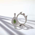 2 CT Fancy Green Pear Cut Lab Grown Diamond Ring | Double Halo Split Shank Pavé Engagement Ring