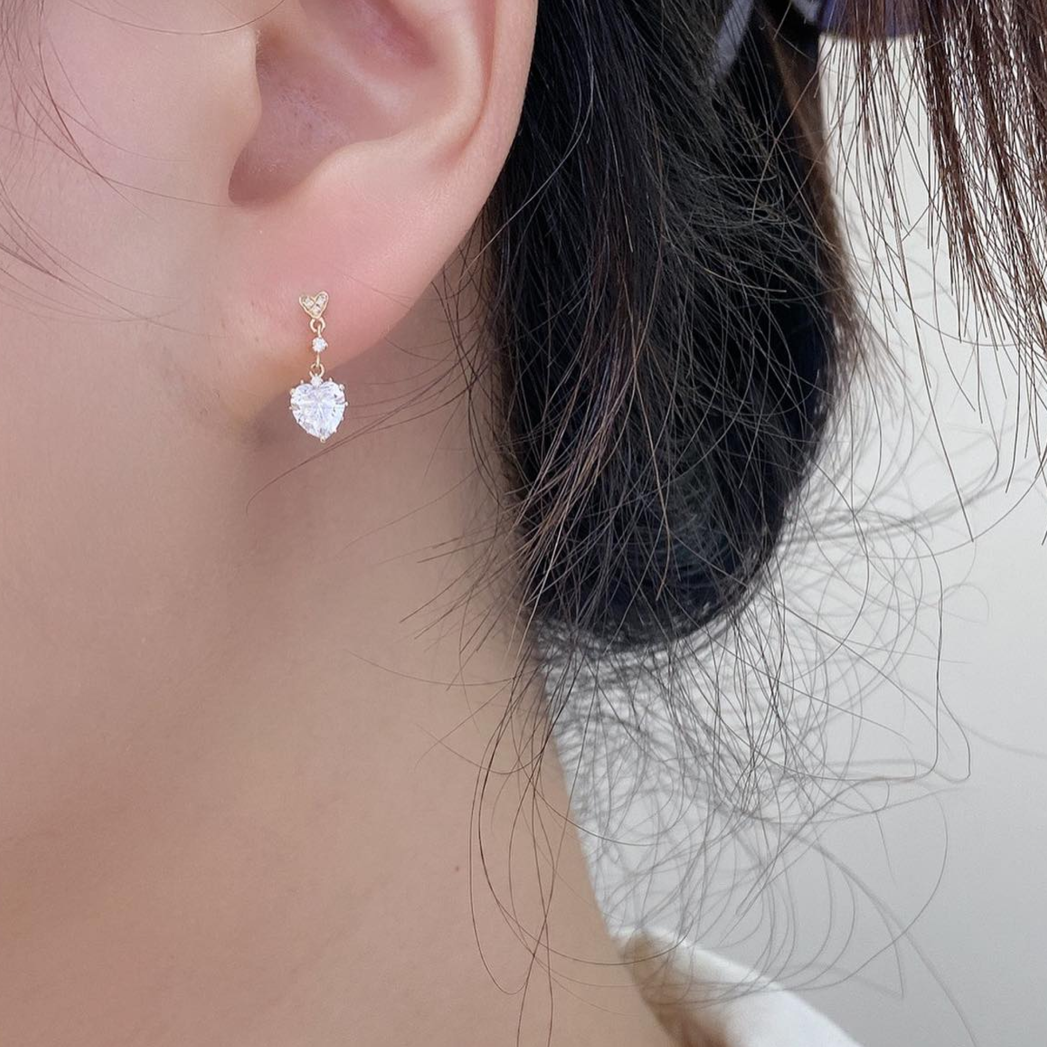 Classic Heart-Cut Lab Diamond Dangle Earrings