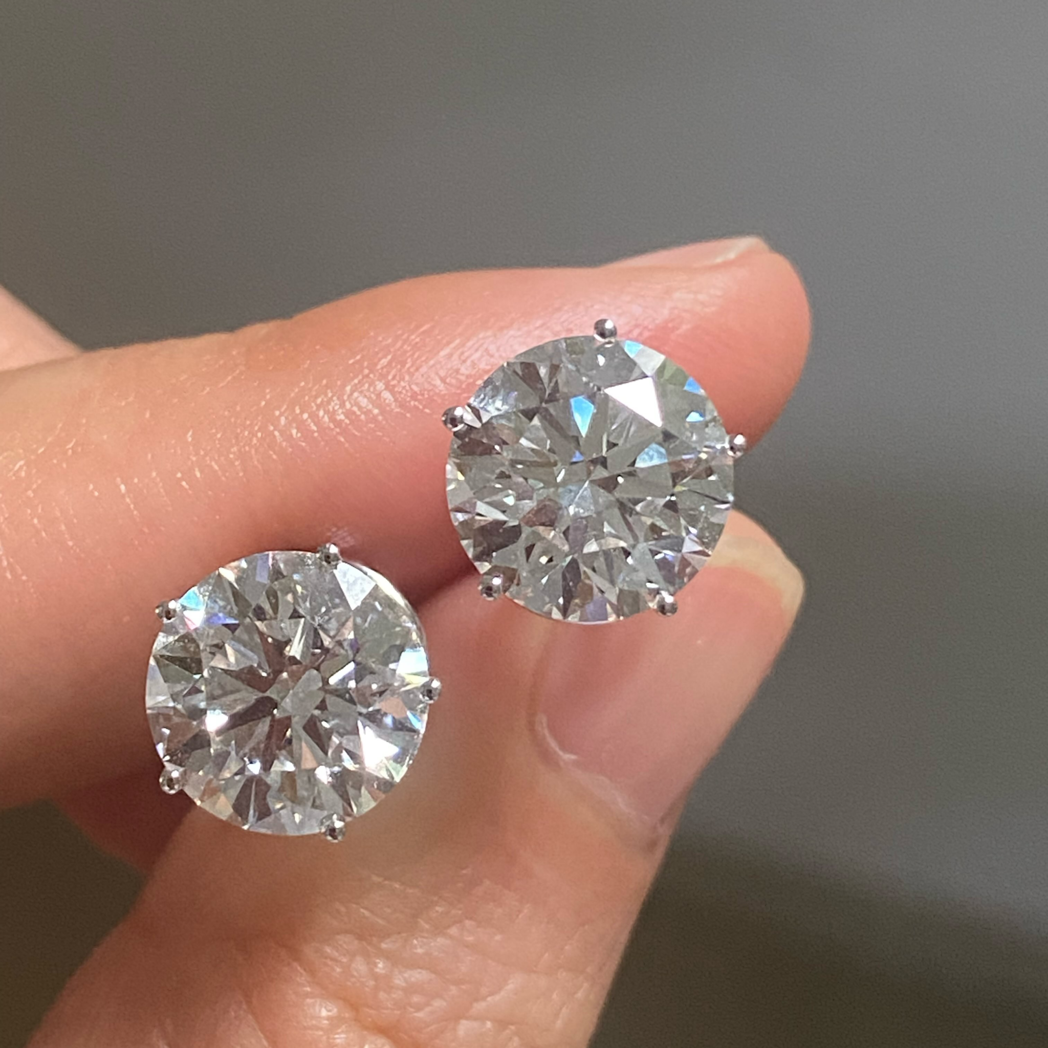 Round Lab Grown Diamond Stud Earrings | 4 Prong Martini Set Solitaire Earrings | 14K Gold Fine Jewelry