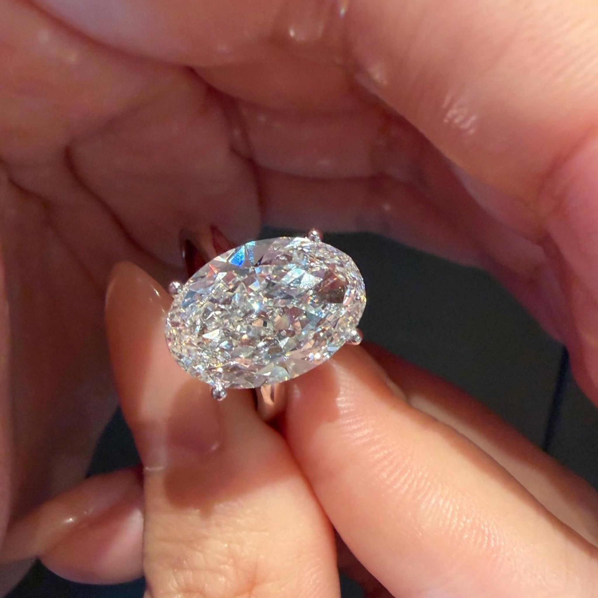 5 CT Oval Lab Grown Diamond Solitaire Engagement Ring | Hidden Halo Bridal Ring