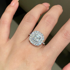 2 CT Cushion Cut Lab Grown Diamond Halo Engagement Ring | Double Halo Pave Bridal Ring | 14K Gold Fine Jewelry