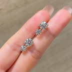 Round-Cut Lab Grown Diamond Two-Stone Drop Stud Earrings