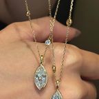 Marquise Cut Lab Grown Diamond Pendant Necklace | Bezel Set Gold Pendant