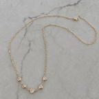 Heart Paperclip Necklace with Bezel Set Lab Grown Diamond Hearts | 14K Solid Gold Dainty Necklace
