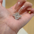 5 CT Oval Lab Grown Diamond Three Stone Engagement Ring | Pear Side Stone Solitaire Ring