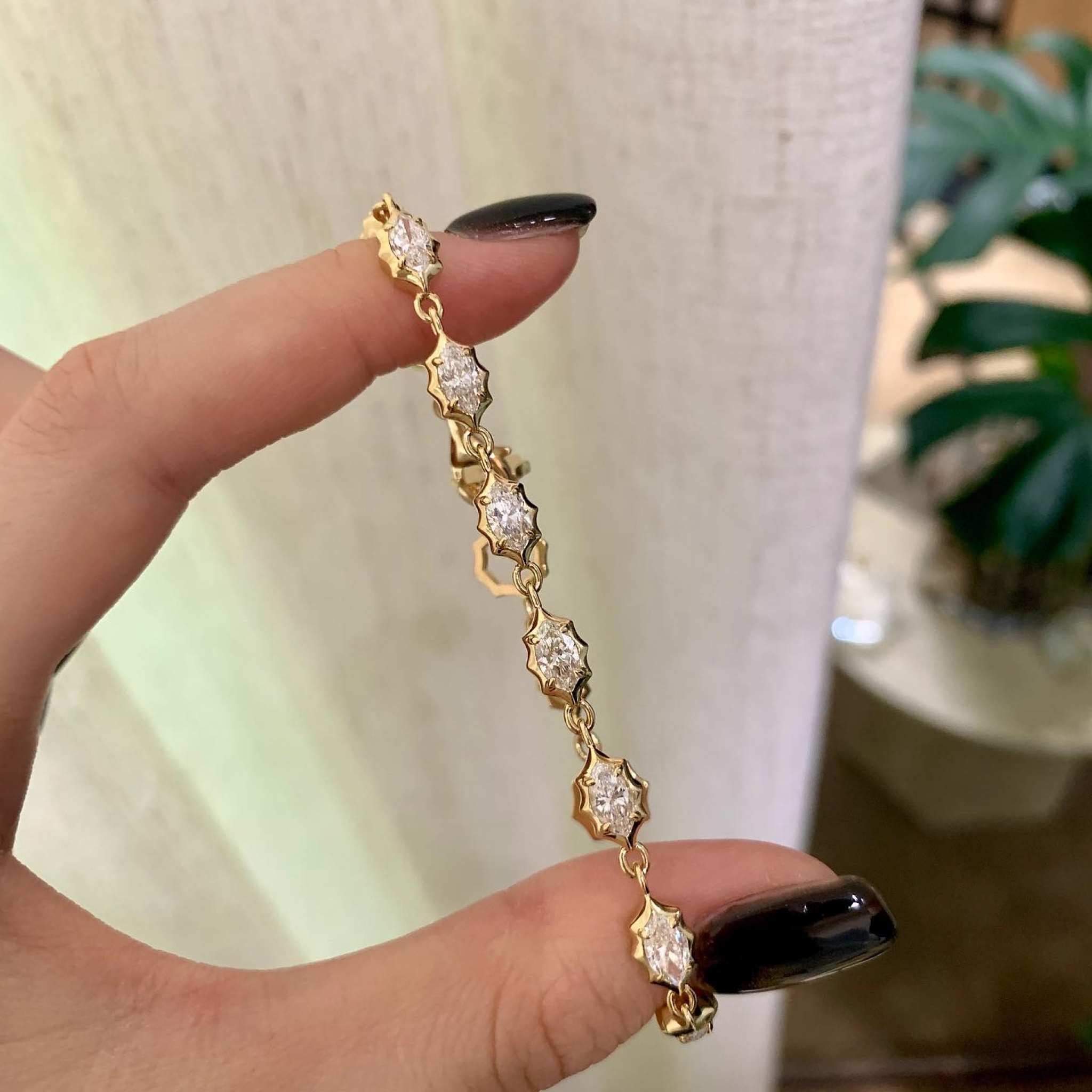 Marquise Lab Grown Diamond Bracelet | Vintage Starburst Gold Tennis Bracelet