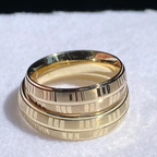 Matching Gold Wedding Bands | Engraved His & Hers Wedding Ring Set | Comfort Fit Solid Gold Couple Bands