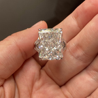 20 CT Radiant Cut Lab Grown Diamond Ring | Hidden Halo Split Shank Solitaire Engagement Ring | 14K Gold