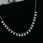 Round Lab Grown Diamond Station Drop Necklace | Dainty Floating Diamond Necklace