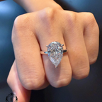 5 CT Pear Lab Grown Diamond Engagement Ring | Hidden Halo Solitaire Pear Diamond Ring