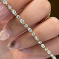 Round & Pear Cut Lab Grown Diamond Tennis Bracelet | Alternating Diamond 14K Gold Bracelet