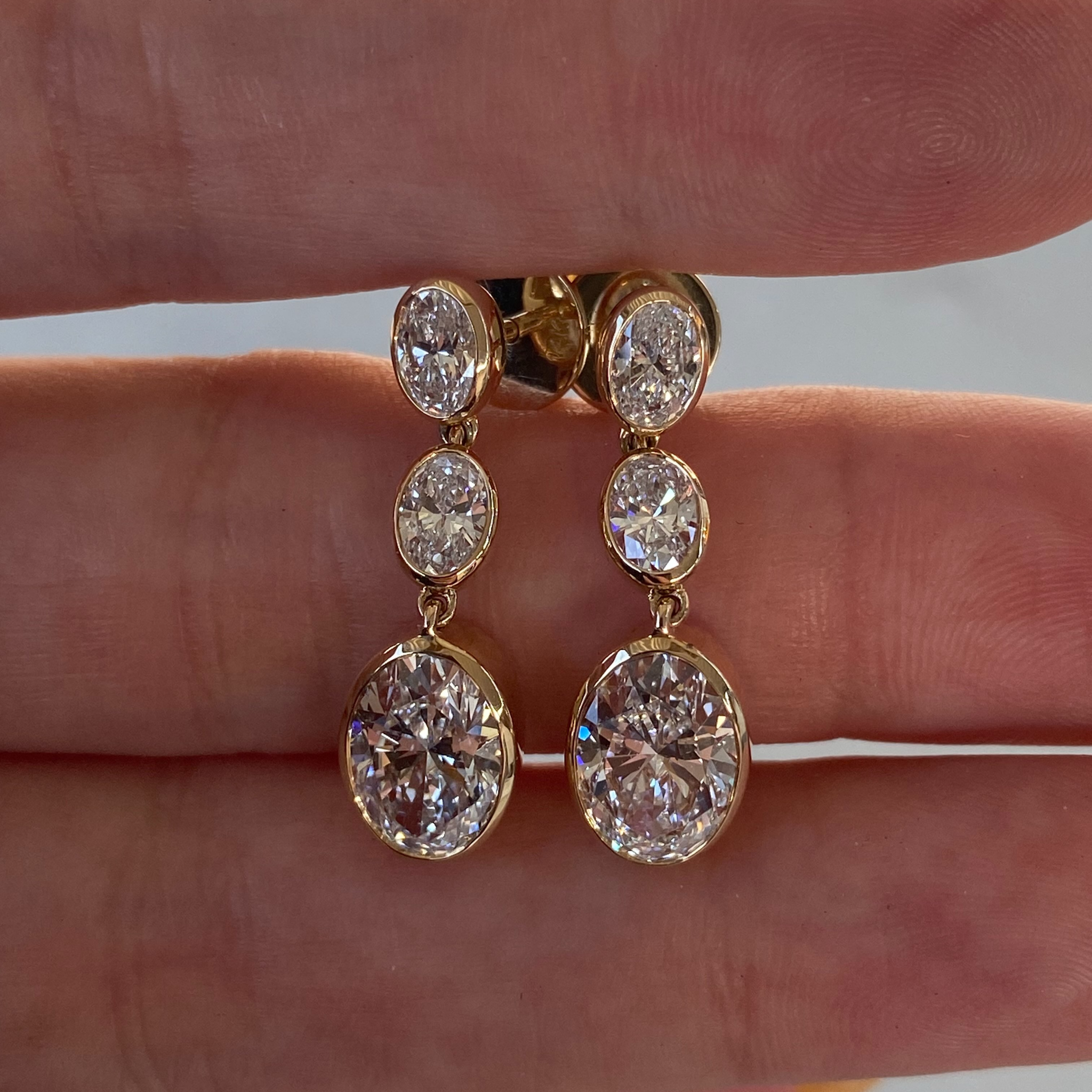 4 CTW Lab Grown Oval Diamond Drop Earrings | Dangle Diamond Earrings | Oval Cut Drop Earrings | Elegant Fine Jewelry