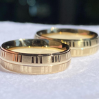 Matching Gold Wedding Bands | Engraved His & Hers Wedding Ring Set | Comfort Fit Solid Gold Couple Bands