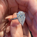 5 CT Pear Lab Grown Diamond Engagement Ring | Hidden Halo Solitaire Pear Diamond Ring