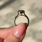 3 carats Elongated Cushion cut Tapered band with slim bezel ring