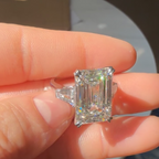 10 CT Emerald Cut Lab Grown Diamond Engagement Ring with Tapered Baguette Side Stones