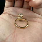 Oval Cut Lab Grown Diamond Solitaire Engagement Ring | Hidden Halo Yellow Gold Ring