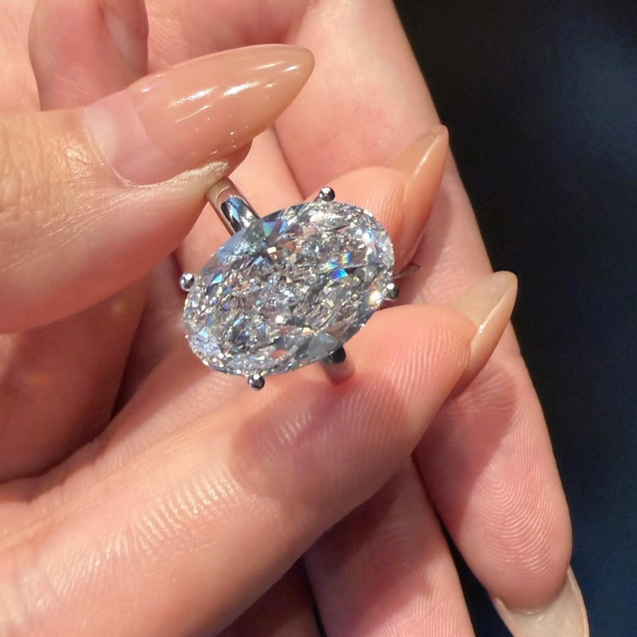 5 CT Oval Lab Grown Diamond Solitaire Engagement Ring | Hidden Halo Bridal Ring