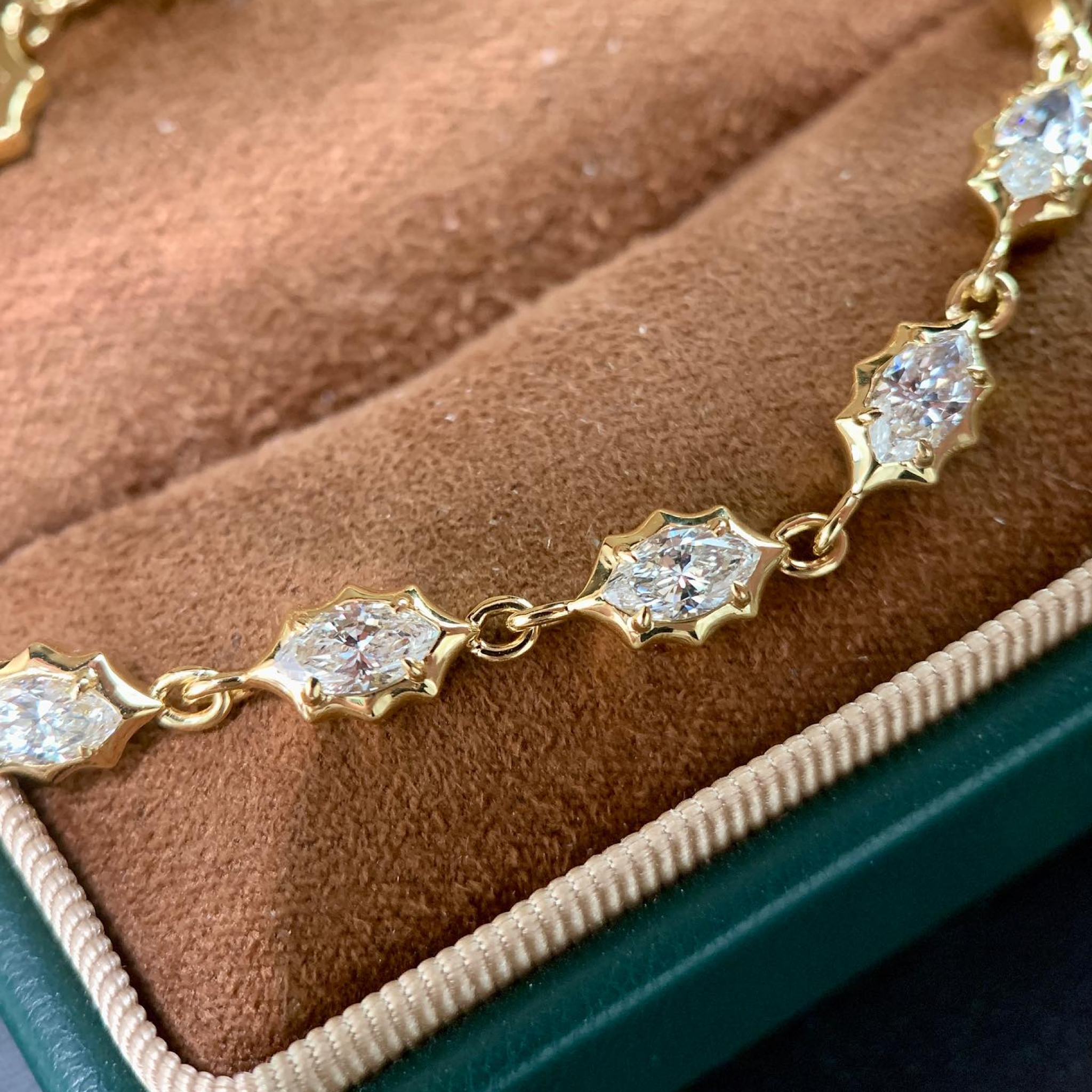 Marquise Lab Grown Diamond Bracelet | Vintage Starburst Gold Tennis Bracelet