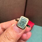 Radiant Cut Green Lab Grown Diamond Bezel Ring | Fancy Green Solitaire Engagement Ring | 14K Gold