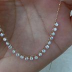 Round Lab Grown Diamond Station Drop Necklace | Dainty Floating Diamond Necklace