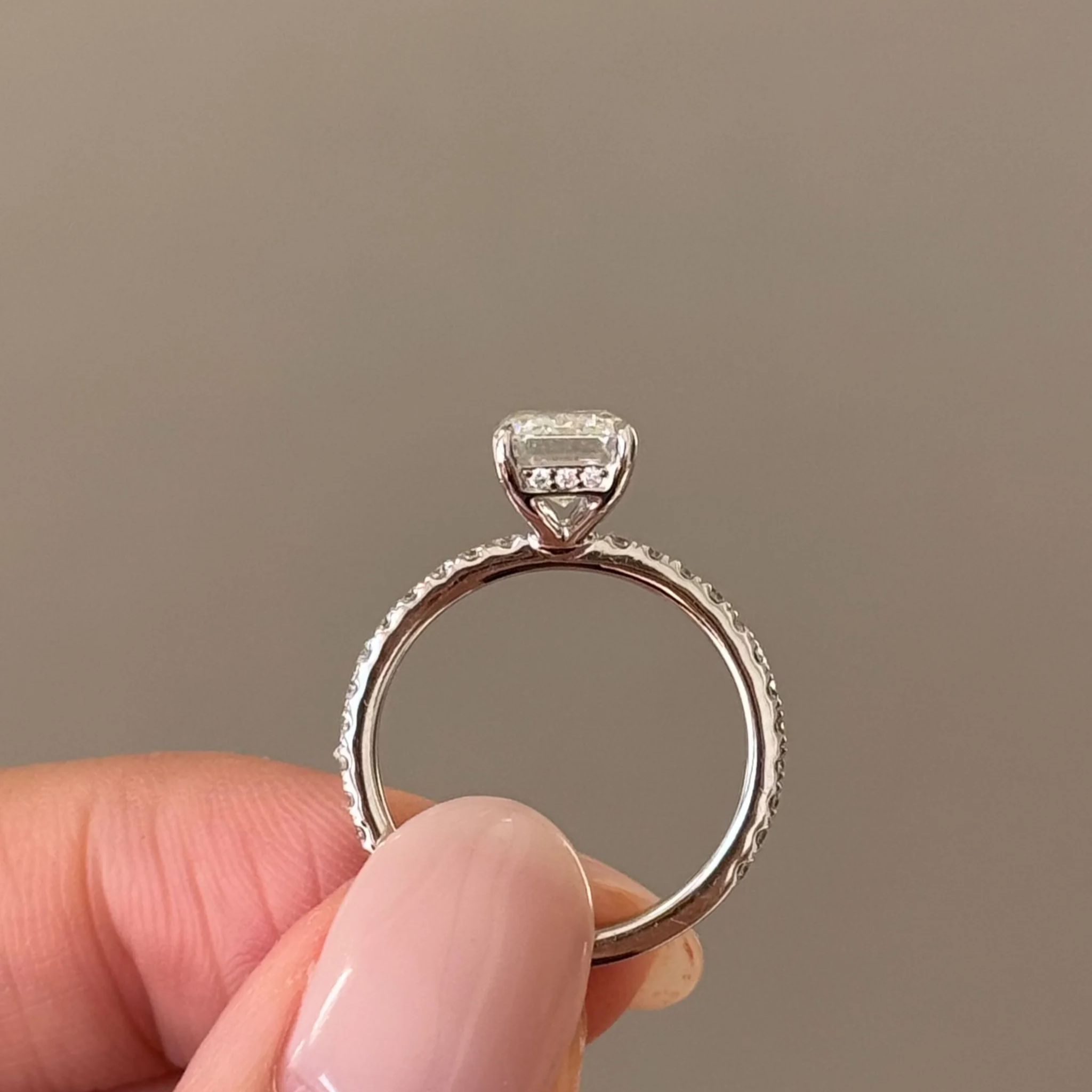 2 carats Emerald Cut Diamond Micro Pave Ring