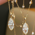 Marquise Cut Lab Grown Diamond Pendant Necklace | Bezel Set Gold Pendant