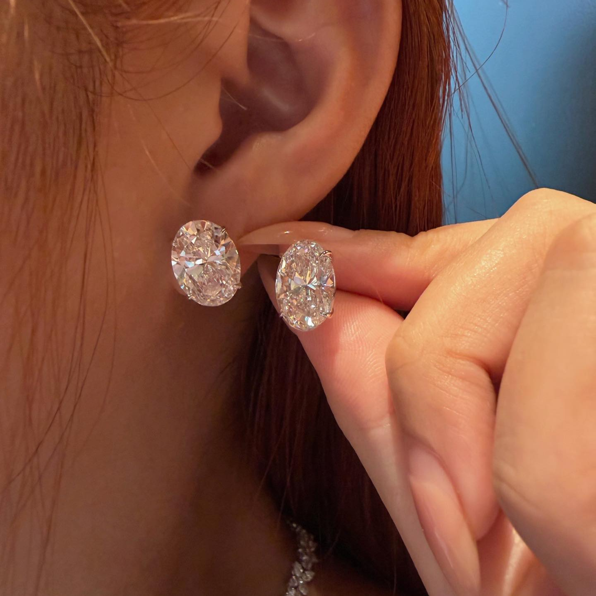 Oval Lab Grown Diamond Stud Earrings | Classic Four Prong Solitaire Diamond Earrings