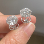 Round Lab Grown Diamond Stud Earrings | 4 Prong Martini Set Solitaire Earrings | 14K Gold Fine Jewelry