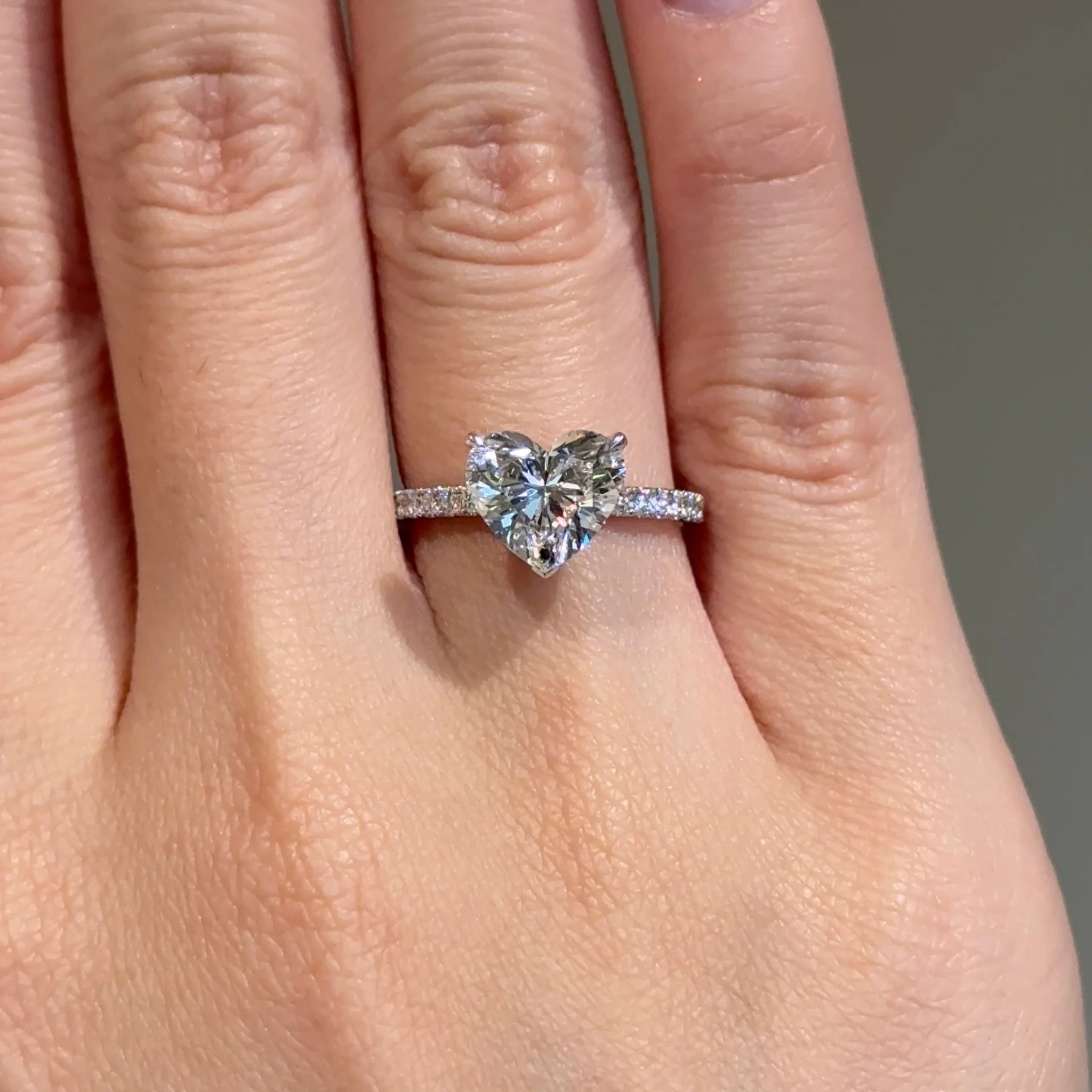 2 carats Heart Cut Diamond with Micro Pave Solitaire Ring