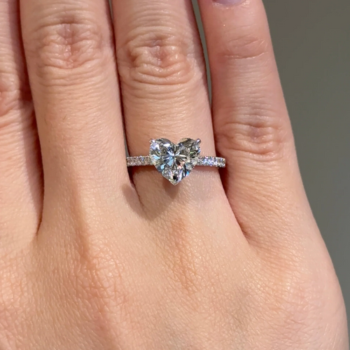 2 carats Heart Cut Diamond with Micro Pave Solitaire Ring