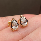 0.70CT Pear Cut Diamond Stud Earrings , Abstract Sculptural Bezel Setting