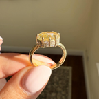 2 CT Fancy Yellow Pear Diamond Engagement Ring | Hidden Halo Rose Gold Solitaire Ring