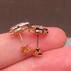 0.70CT Pear Cut Diamond Stud Earrings , Abstract Sculptural Bezel Setting