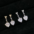 Classic Heart-Cut Lab Diamond Dangle Earrings