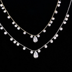 Pear Lab Grown Diamond Station Necklace | Floating Diamond Drop Necklace