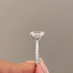 2 carats Emerald Cut Diamond Micro Pave Ring