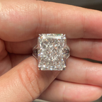 20 CT Radiant Cut Lab Grown Diamond Ring | Hidden Halo Split Shank Solitaire Engagement Ring | 14K Gold