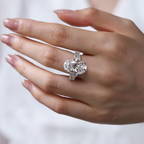 Signature 10 Ct Oval Lab Diamond Three Stone Bridal Ring