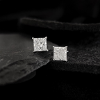 Princess-Cut Lab Grown Diamond Solitaire Stud Earrings in Four-Prong Basket Setting