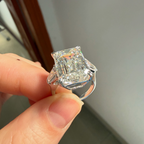 10 CT Emerald Cut Lab Grown Diamond Engagement Ring with Tapered Baguette Side Stones