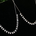 Round Lab Grown Diamond Station Drop Necklace | Dainty Floating Diamond Necklace