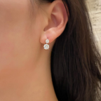 Round-Cut Lab Grown Diamond Two-Stone Drop Stud Earrings