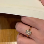 1.5 CT Emerald Cut Bezel Set Solitaire Ring | Minimalist Lab Grown Diamond Engagement Ring | 14K Gold Fine Jewelry