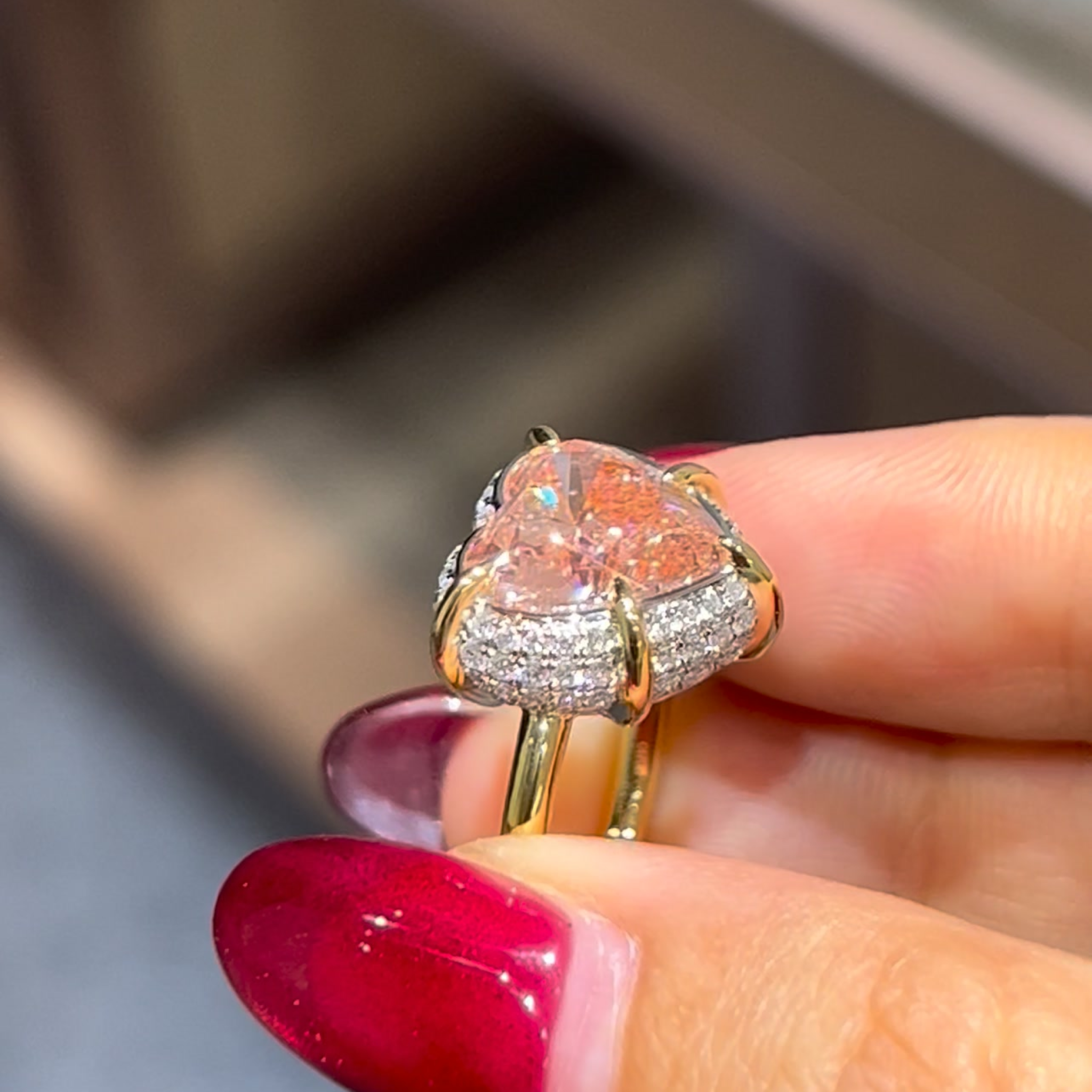 4 CT Heart Pink Lab Grown Diamond Engagement Ring with Hidden Halo | 14K Solid Gold Solitaire Ring